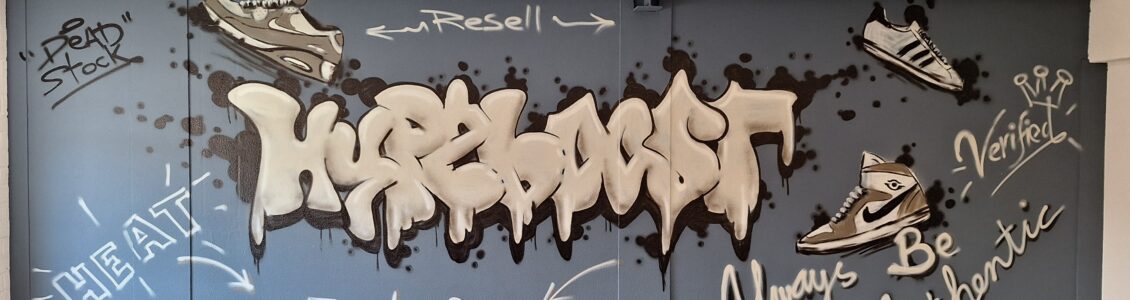 Kantoor graffiti muurschildering bij Hypeboost